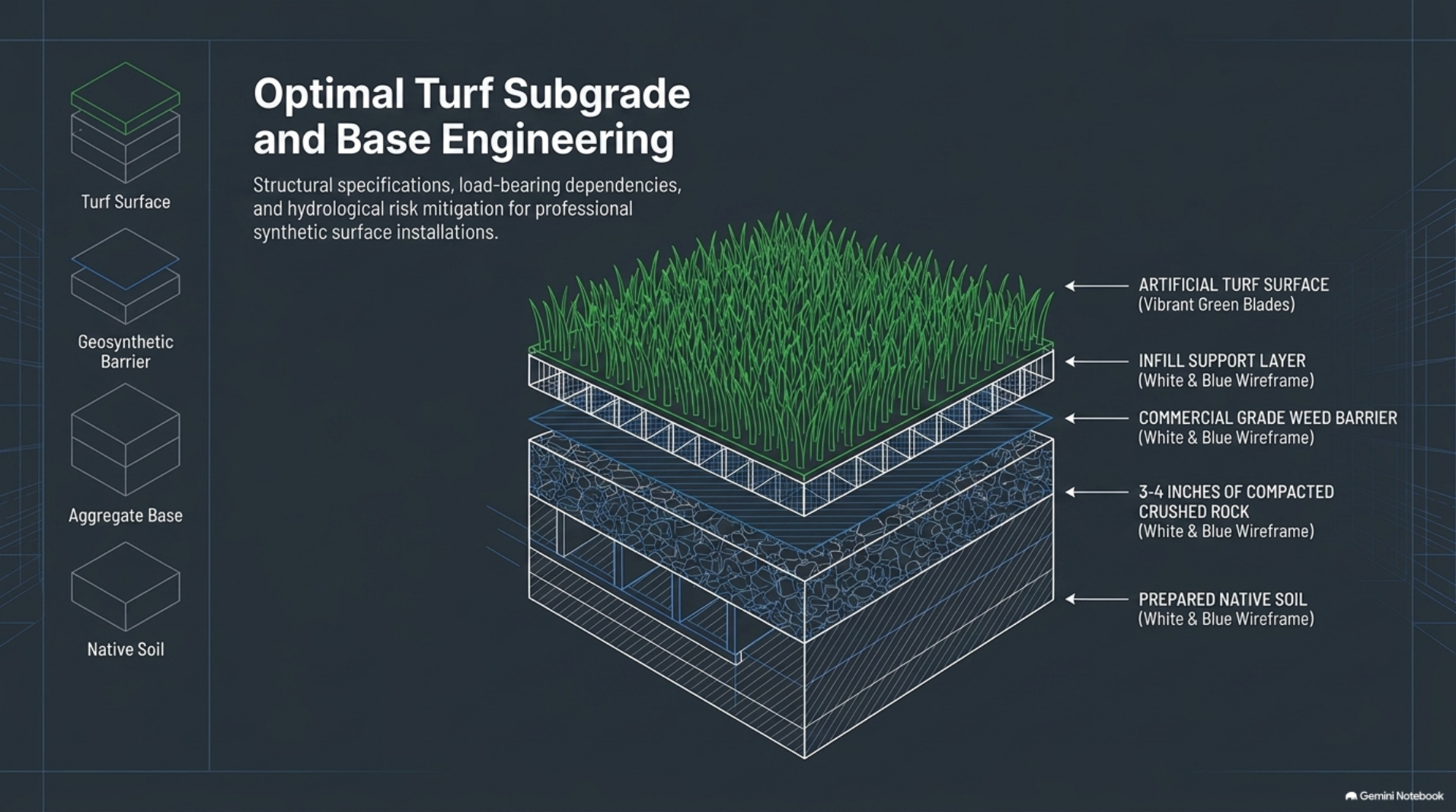 Optimal turf subgrade and base engineering